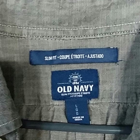 L Old Navy Slim Fit Button Down Shirt Gray - Picture 4 of 4